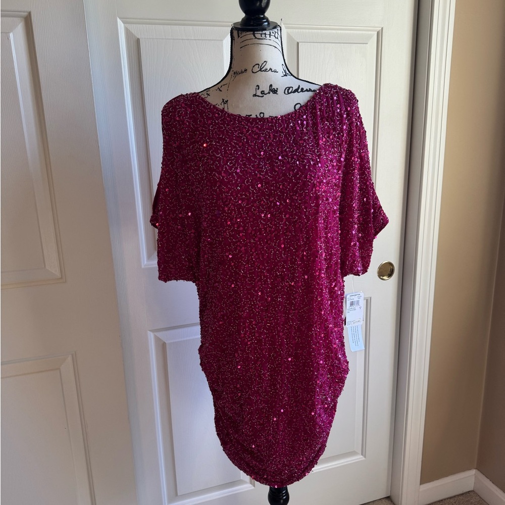 Aidan Mattox Fuchsia Sequin Dress